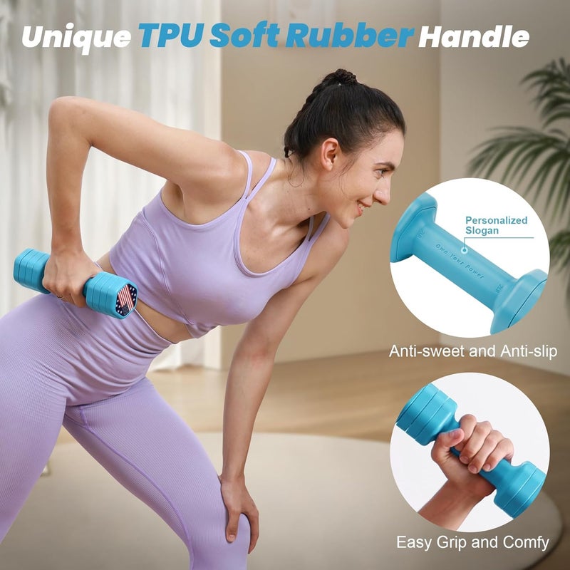 Zempox Adjustable Dumbbell Set of 2, 4 in 1 Hand Weights for Women at Home, 5 lb Weights Dumbbells set of 2, Each 2lb 3lb 4lb 5lb with TPU Soft Rubber Handle for Home Gym Exercise Training - Image 5